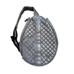 Oliver Thomas Maxed Out Tennis Sling Quilted Bag Silver Metallic Travel Casual